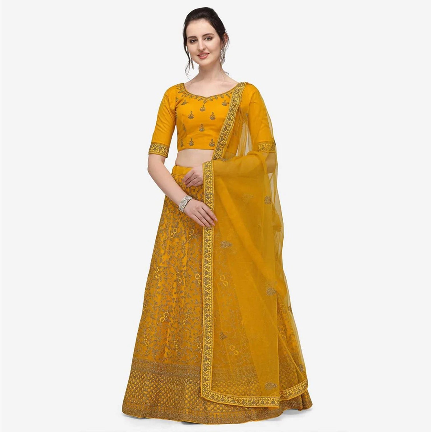 Yellow Color Lehenga Choli with Heavy Embroidery Work