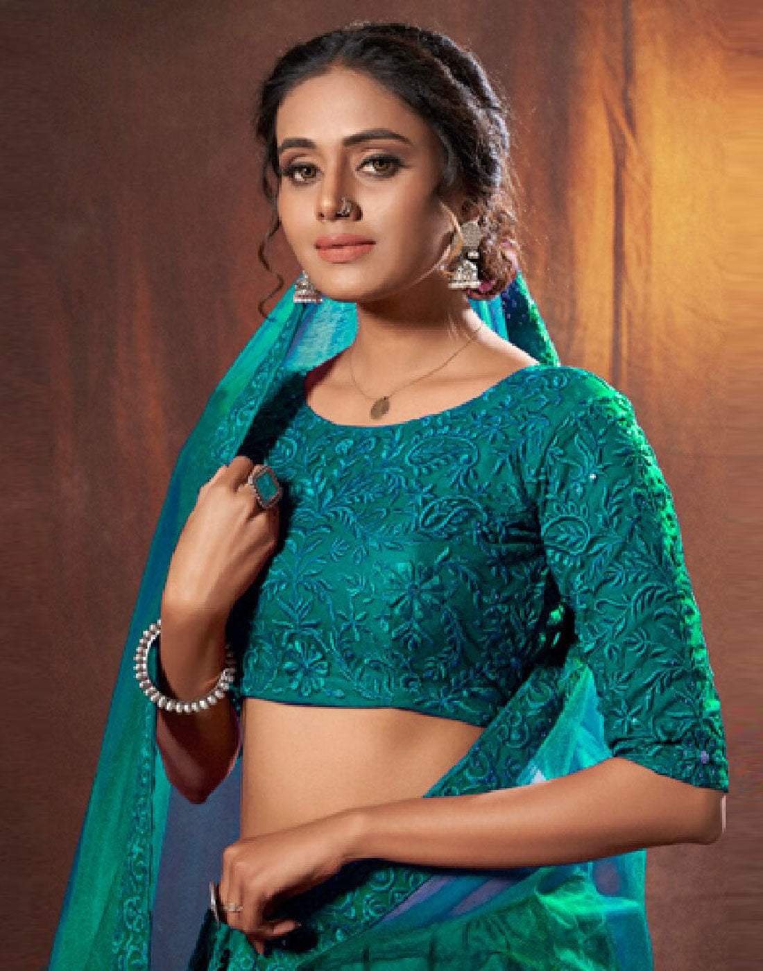 Lehenga Choli in Blue Color with Silk and Embroidery Work