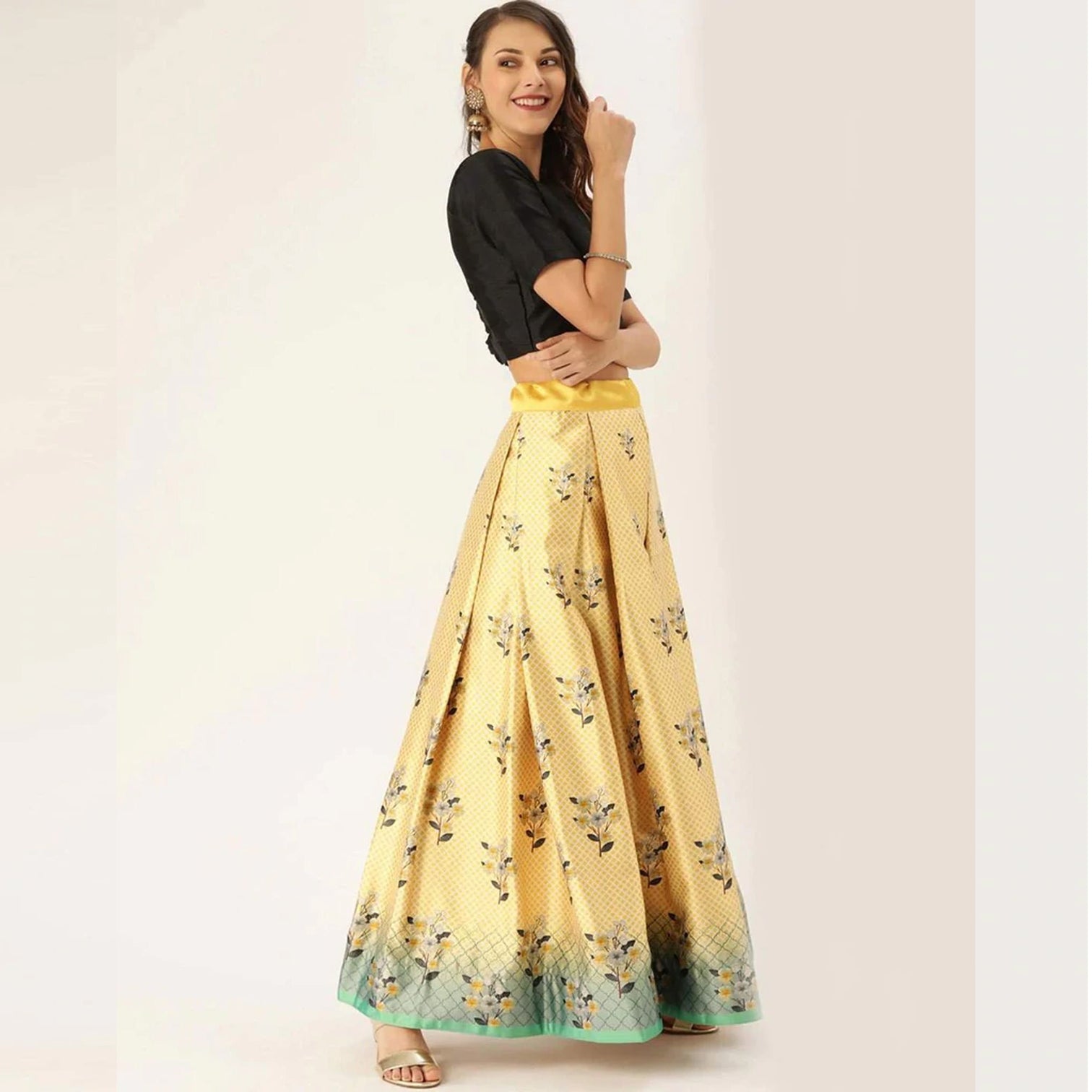 Yellow Color Satin Lehenga with Banarasi Silk Dupatta