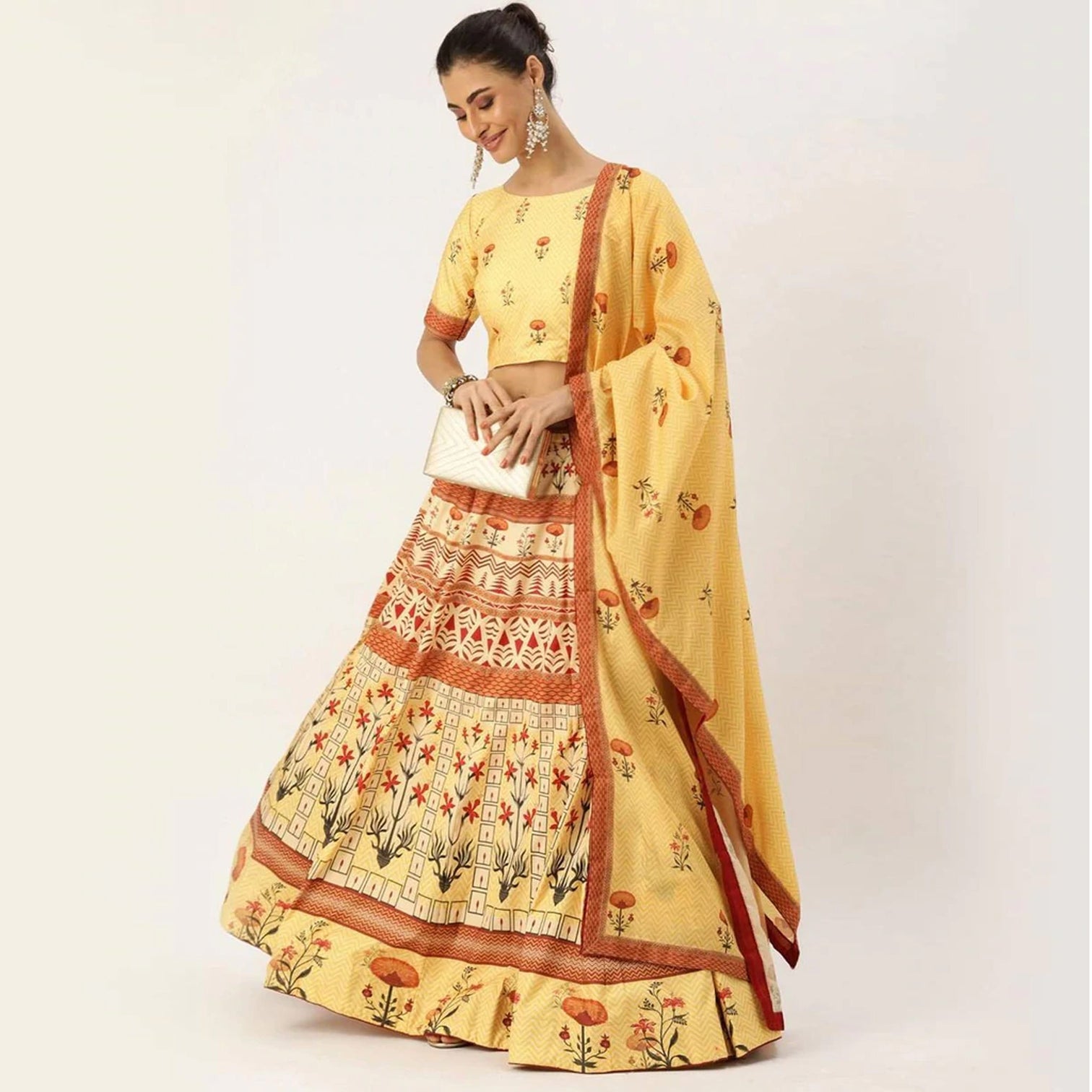 Yellow Color Vaishali Silk Lehenga Choli with Maslin Silk Dupatta