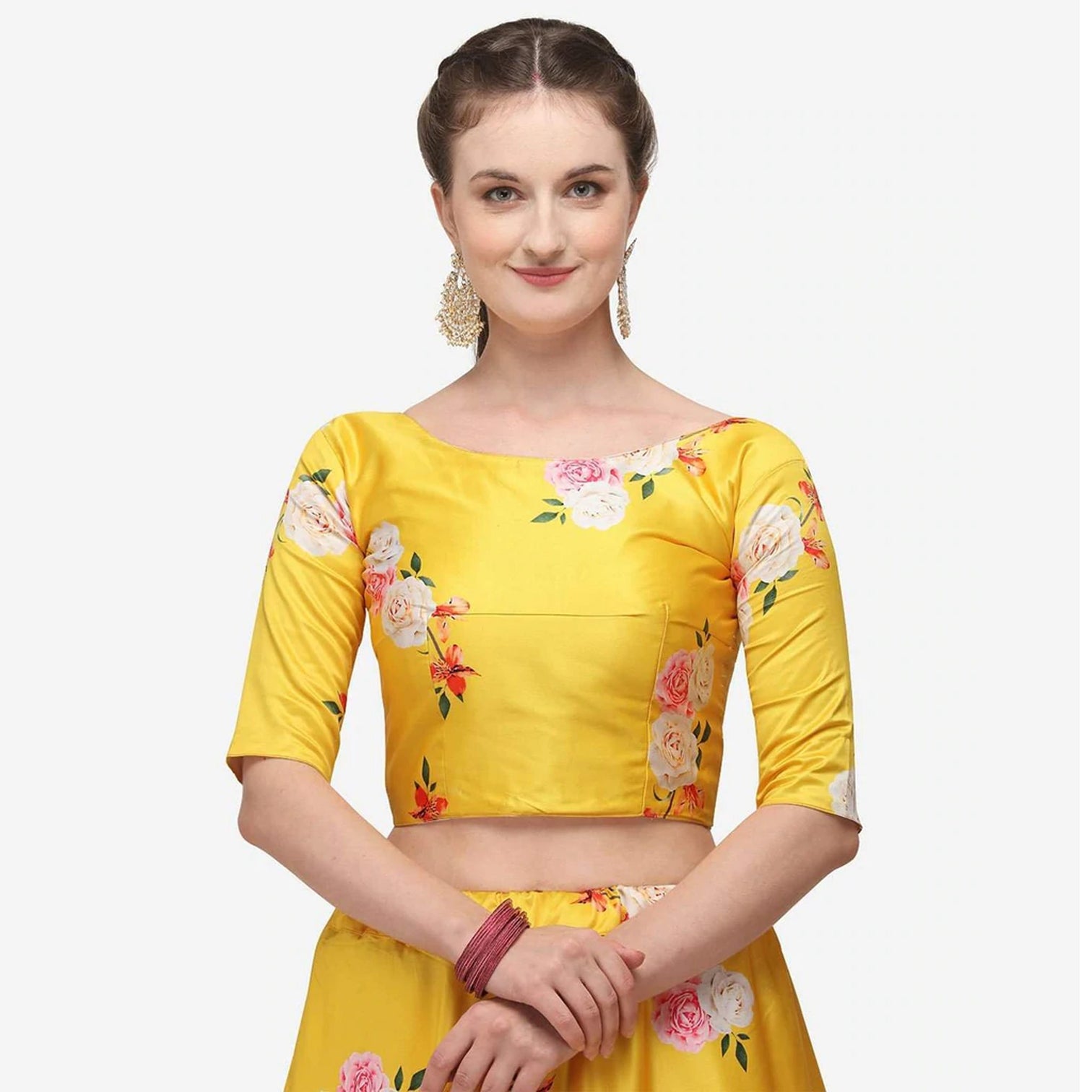 Yellow Colored Printed Lehenga Choli