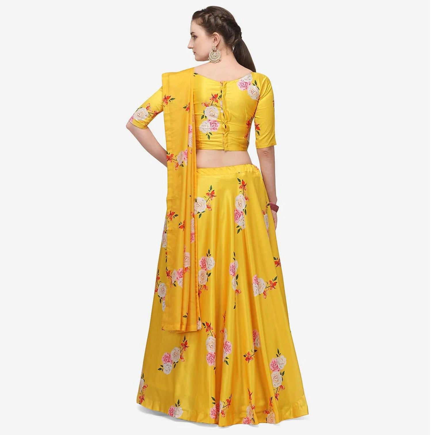 Yellow Colored Printed Lehenga Choli