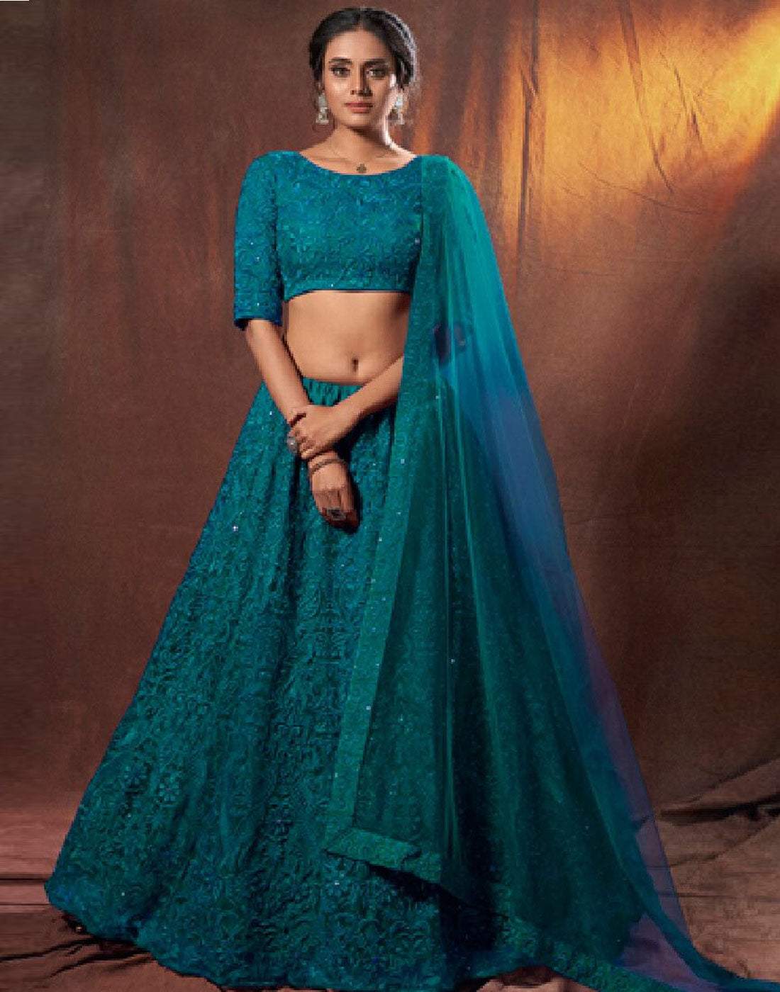 Lehenga Choli in Blue Color with Silk and Embroidery Work