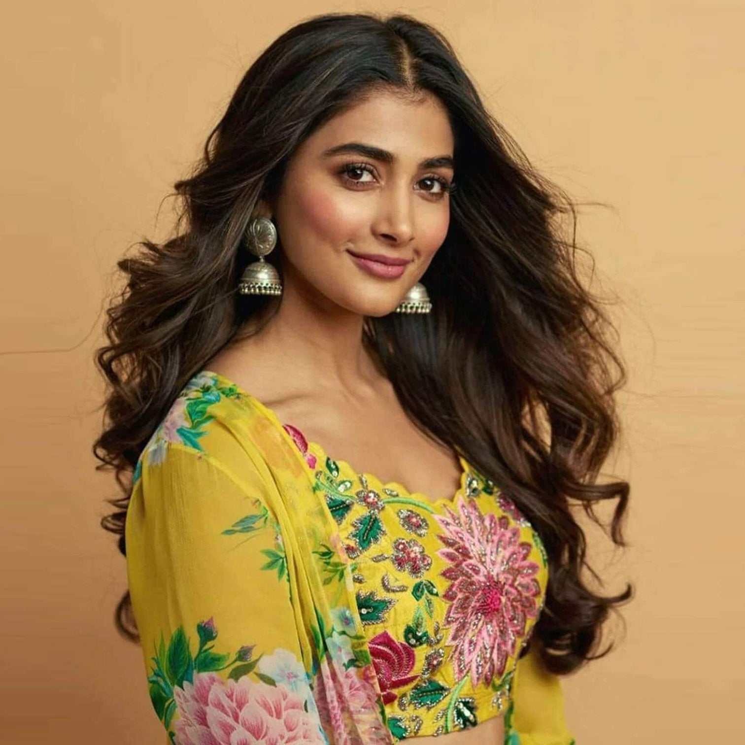 Yellow Lehenga Choli In Digitally Floral Printed Faux Georgette