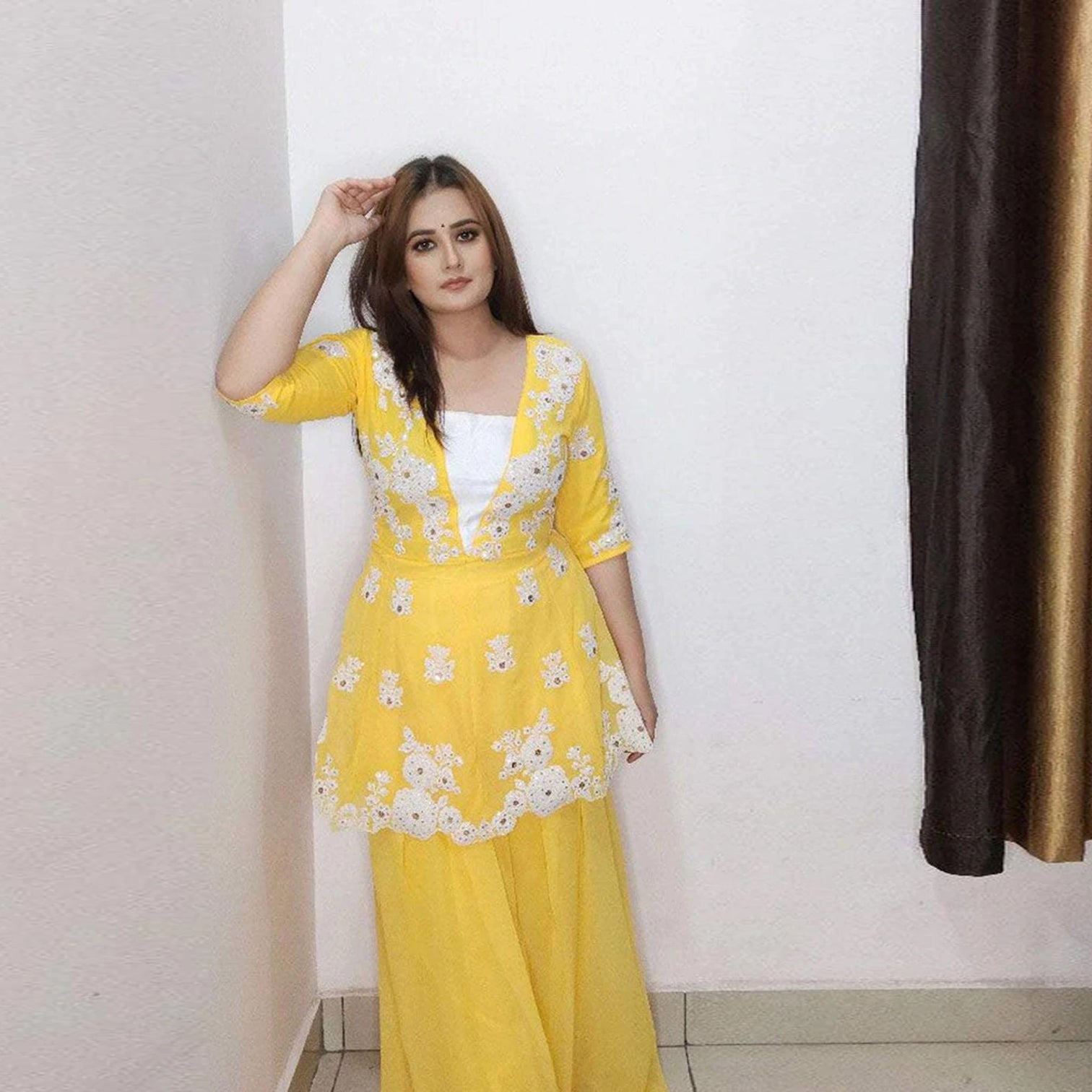Yellow Lehenga Choli In Georgette with Heavy Embroidery Work