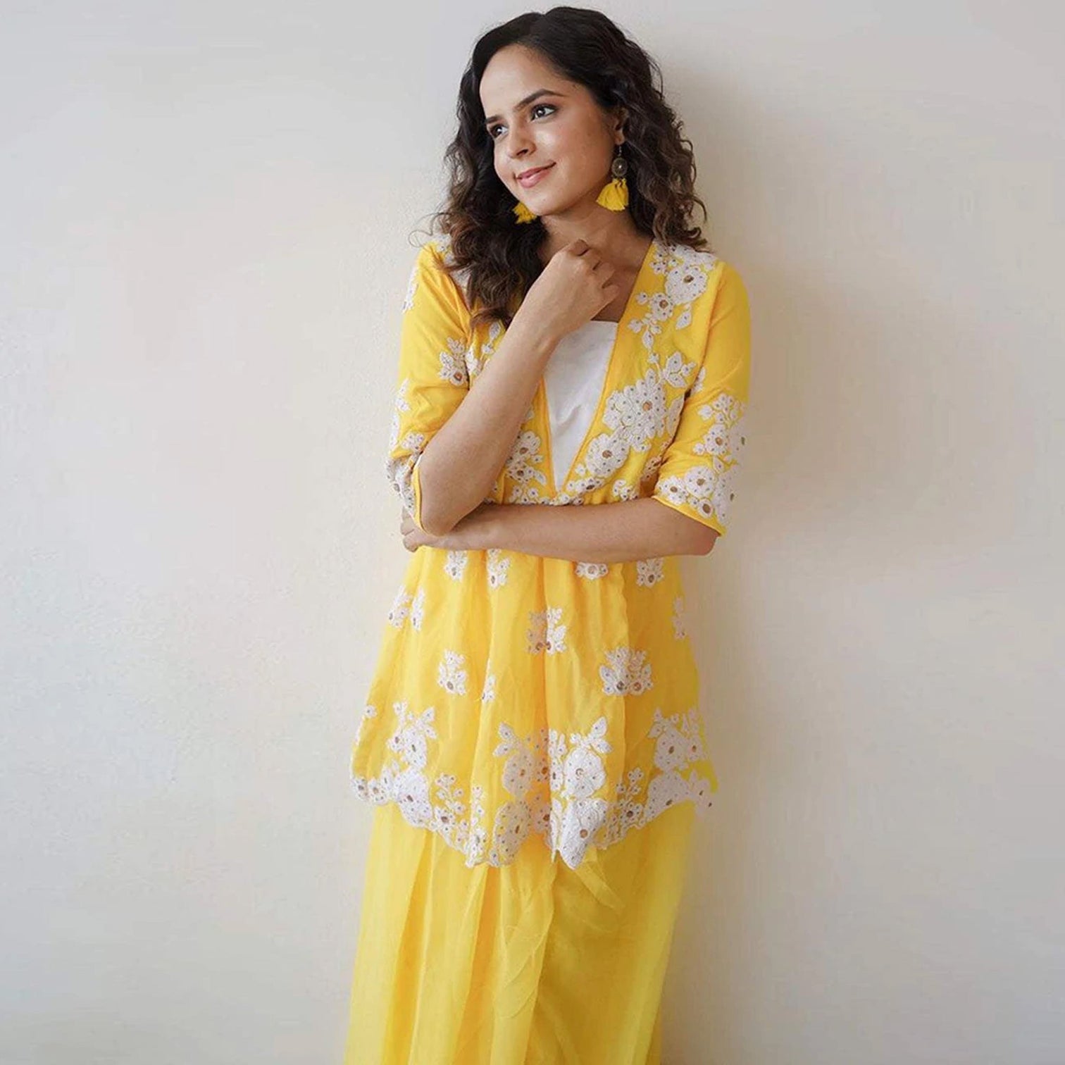 Yellow Lehenga Choli In Georgette with Heavy Embroidery Work