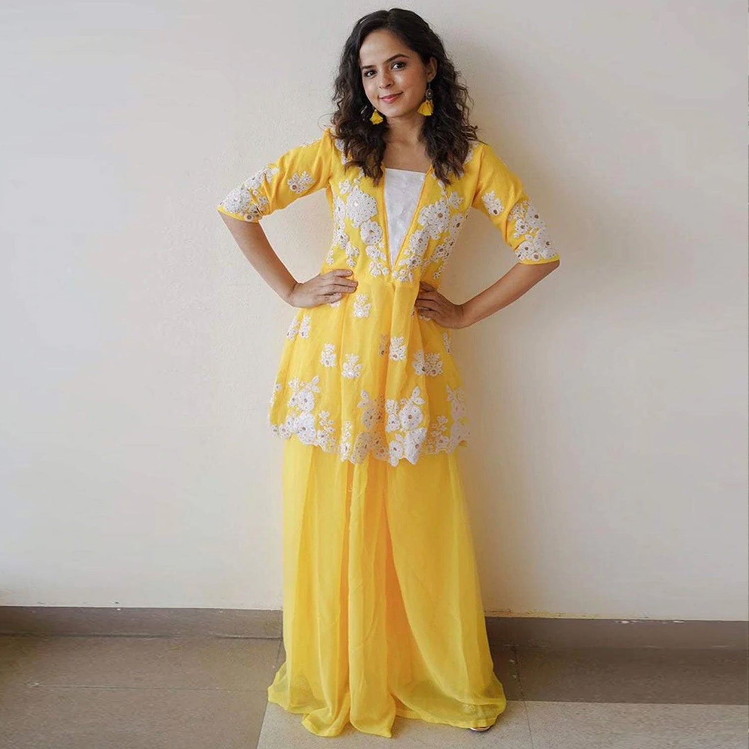 Yellow Lehenga Choli In Georgette with Heavy Embroidery Work