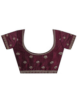 Libas Burgundy Embellished Silk blend Saree With Unstitched Blouse Piece