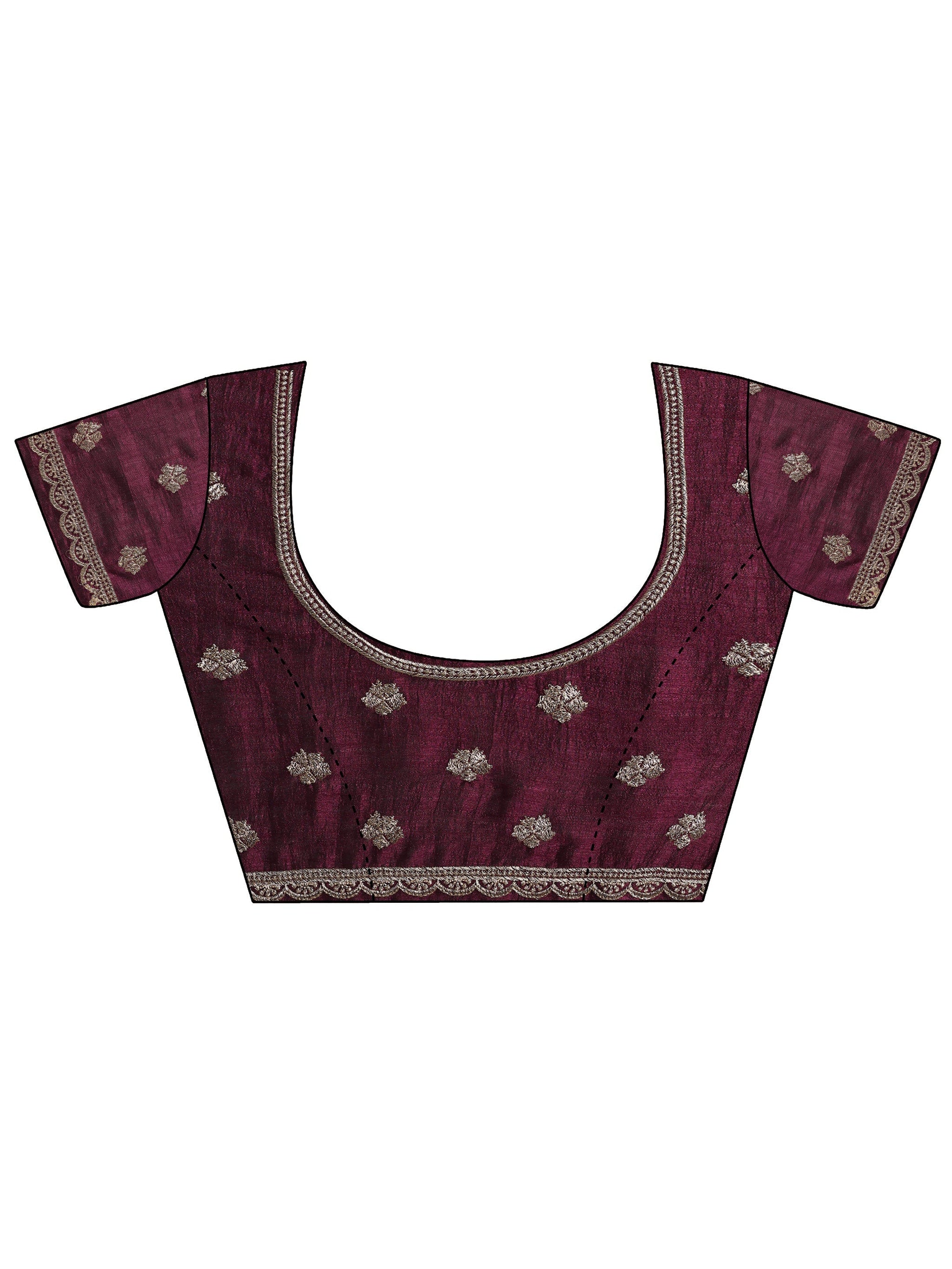 Libas Burgundy Embellished Silk blend Saree With Unstitched Blouse Piece