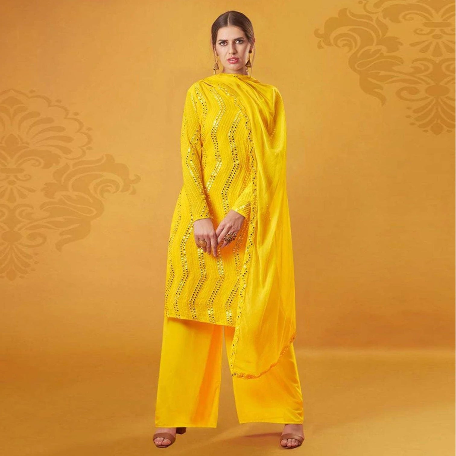 Yellow Salwar Suit In Georgette with Heavy Embroidery Work