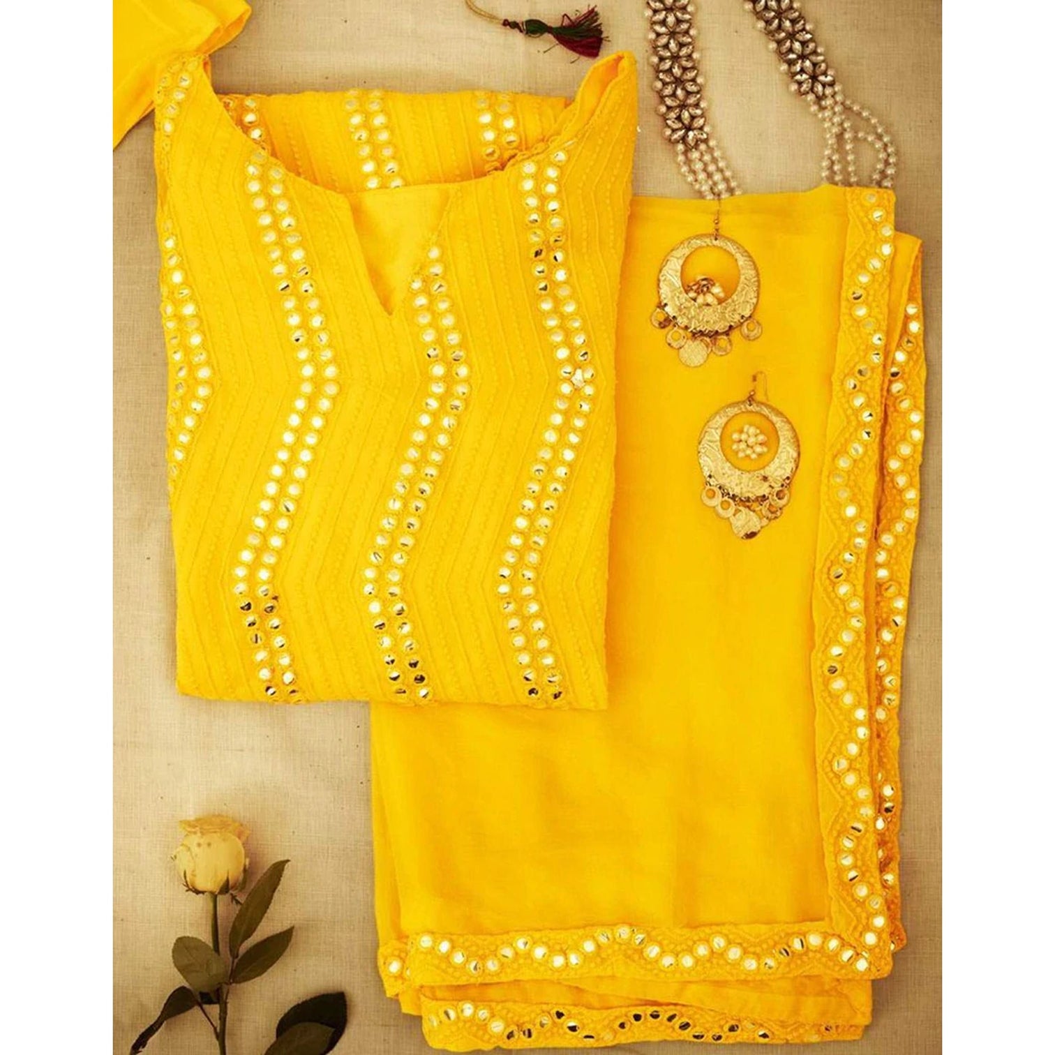 Yellow Salwar Suit In Georgette with Heavy Embroidery Work