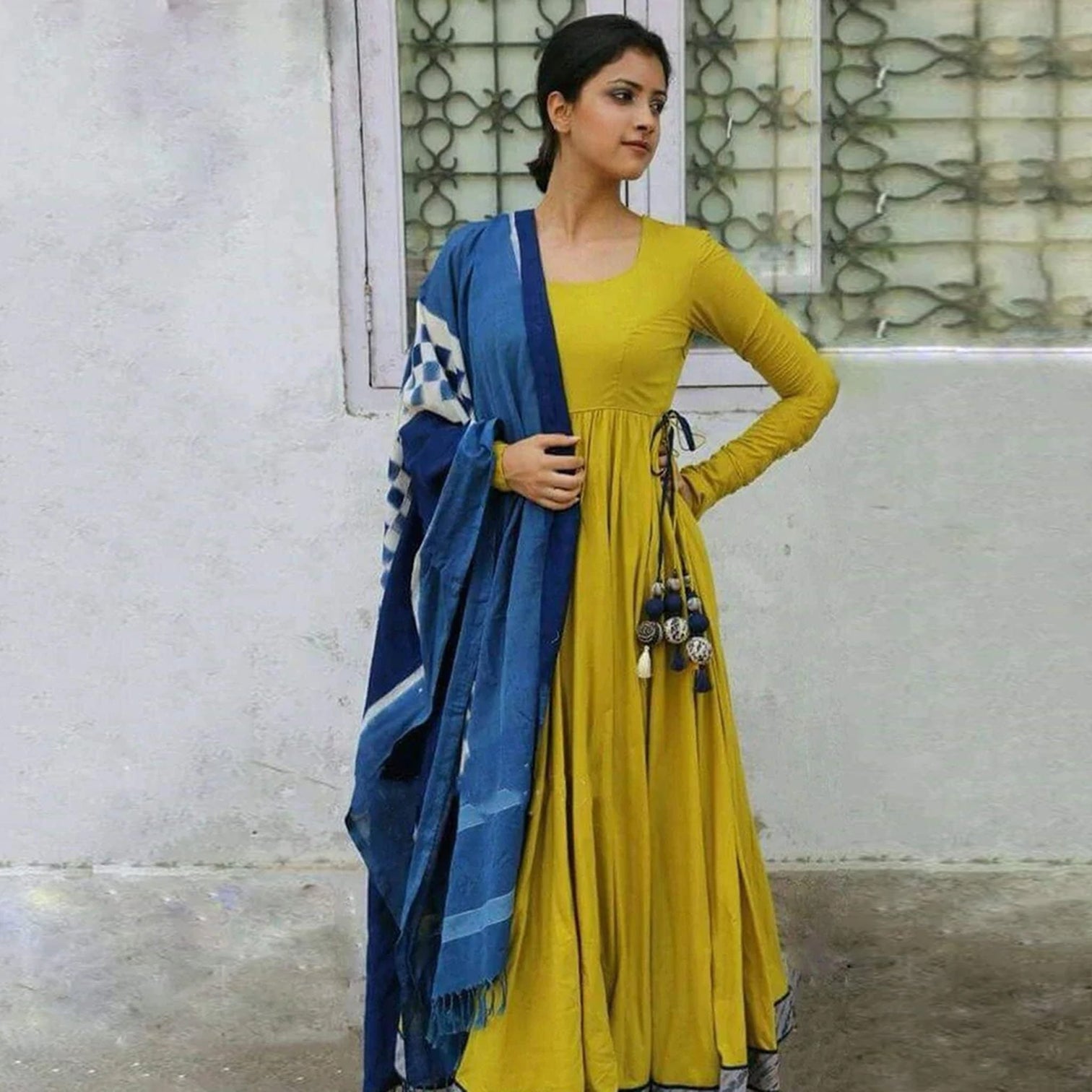 Anarkali Suit in Mahendi Green Color Made with Rayon Fabrics