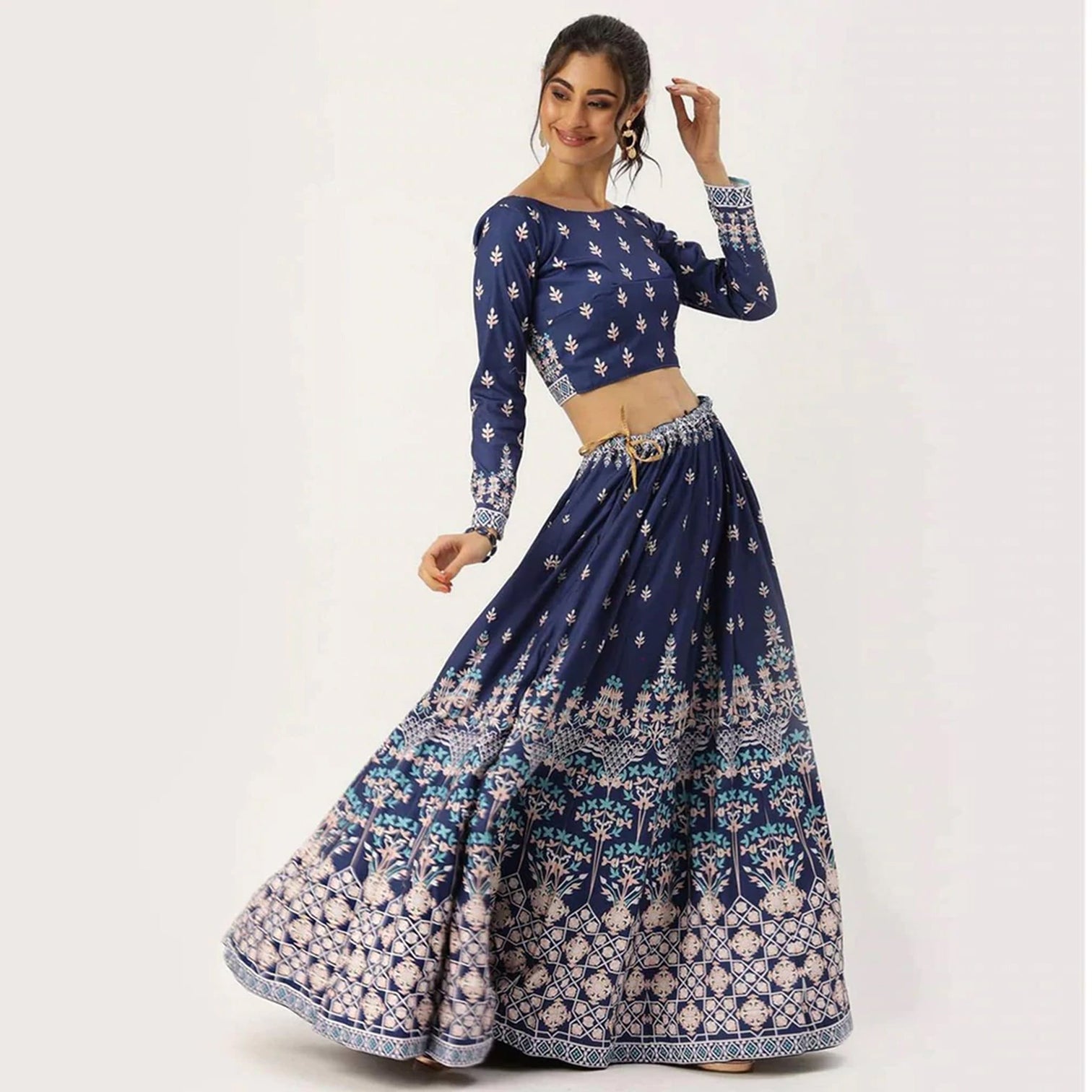 Blue Colored Vaishali Silk Lehenga with Maslin Silk Dupatta