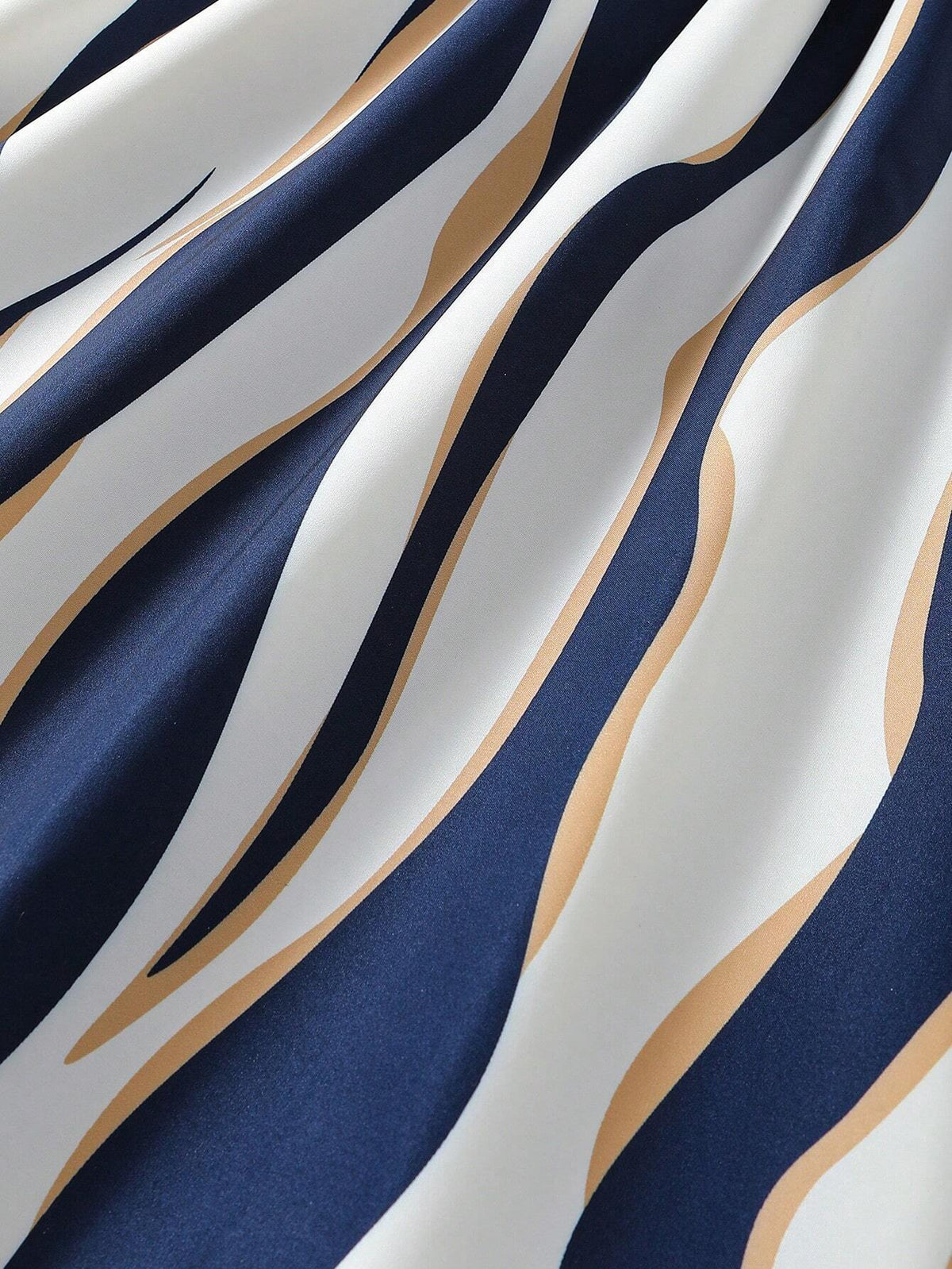 Girls Navy Blue Party Wear Dress with Printed Flared Skirt