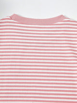 Girls Pink & White Striped Ribbed Bodycon Dress
