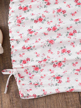 Girls White & Pink Floral Ruched Bodycon Dress