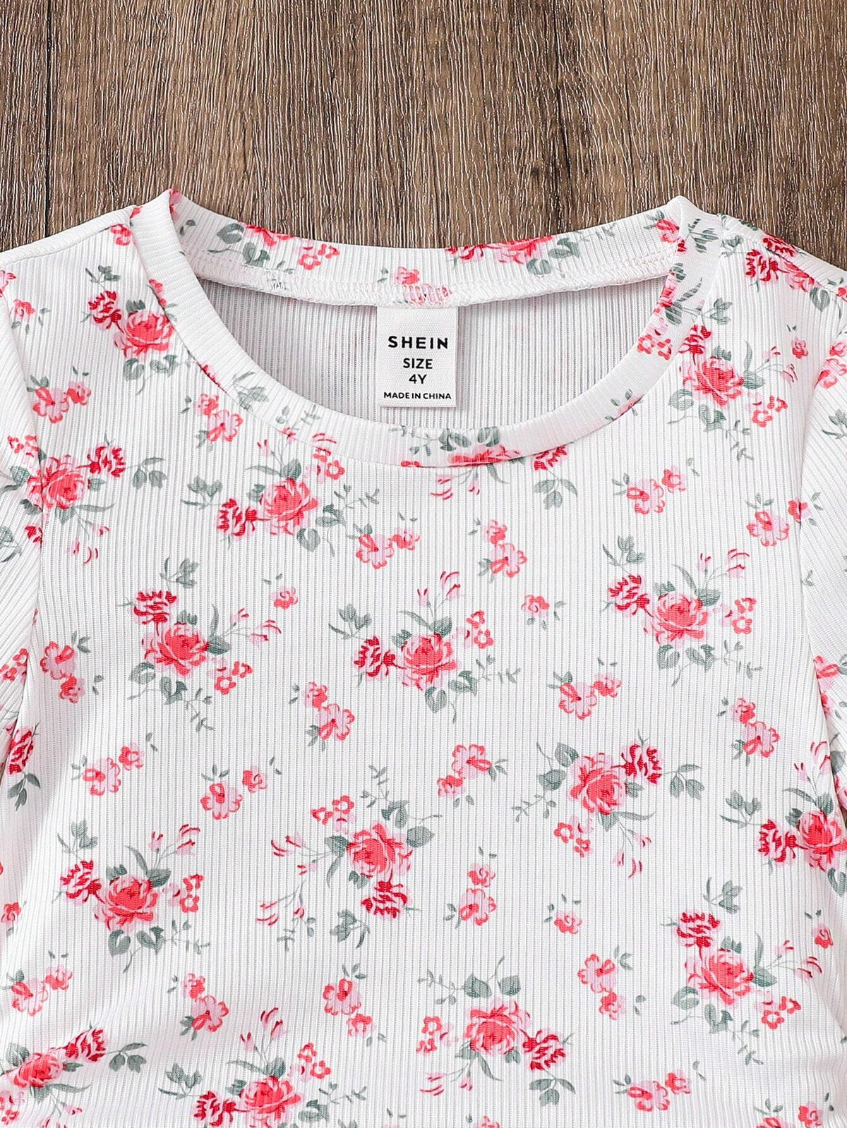 Girls White & Pink Floral Ruched Bodycon Dress