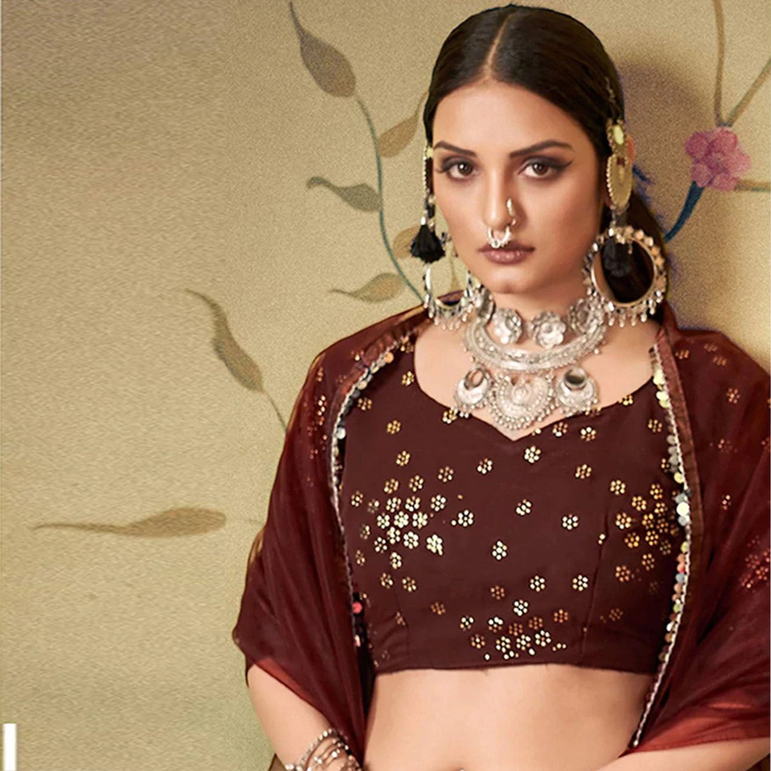 Chocolate Georgette Fabrics Lehenga choli