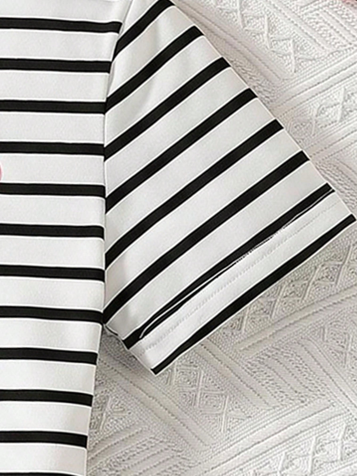 Girls Black & White Striped Bodycon Dress