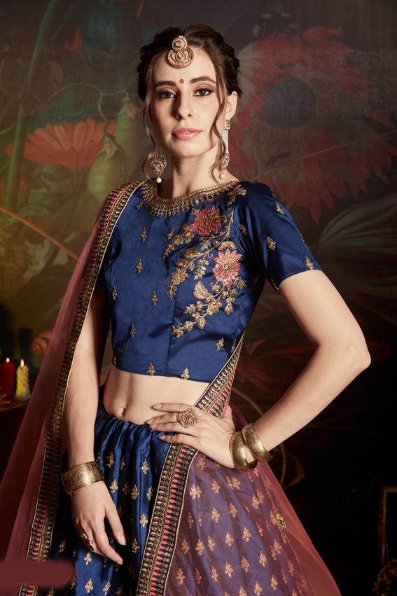 Blue Color Wedding Lehenga Choli With Dori, Sequence & Stone Work