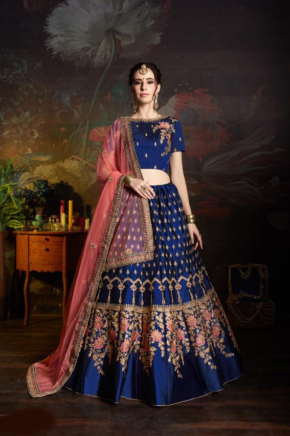 Blue Color Wedding Lehenga Choli With Dori, Sequence & Stone Work