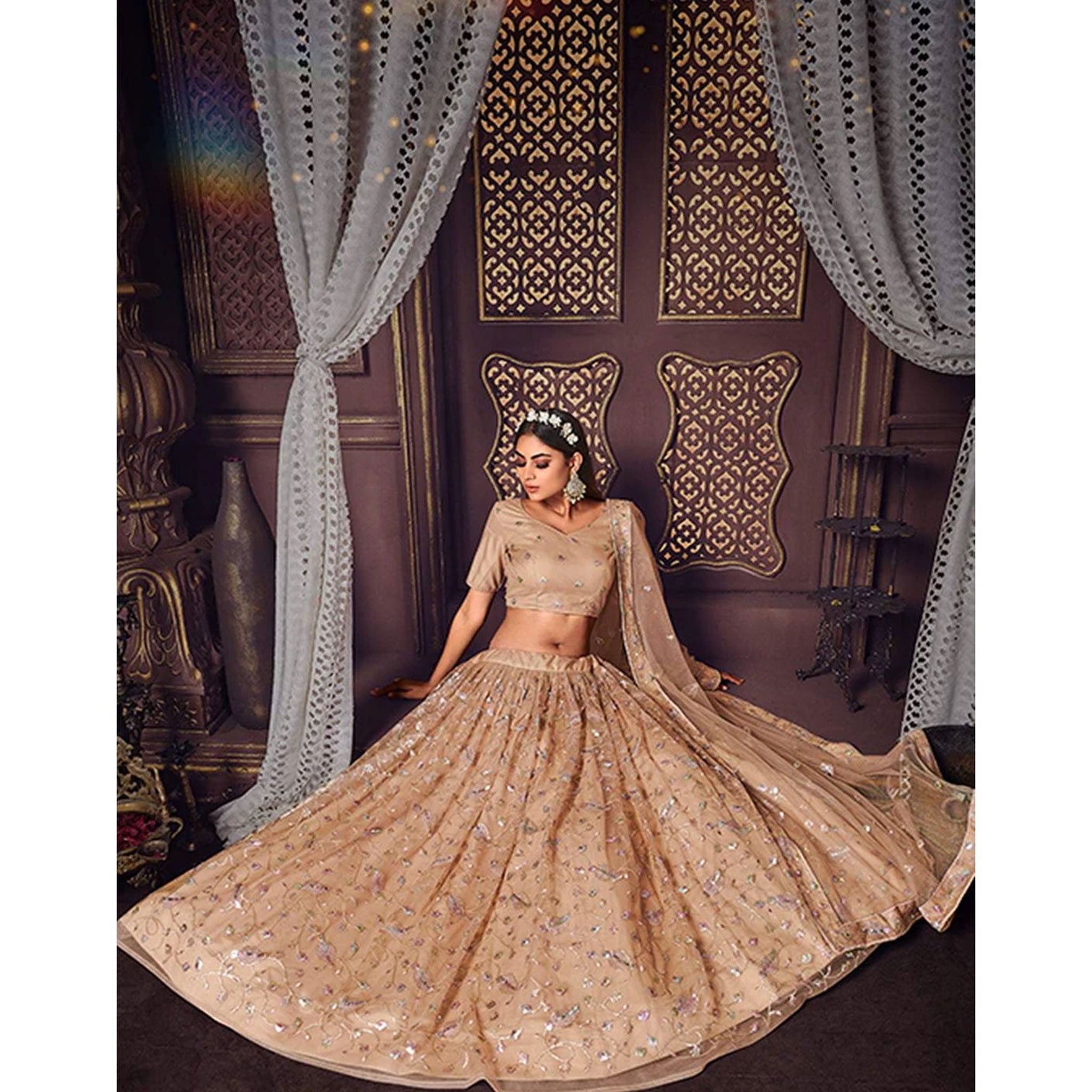 Heavy Soft Net Fabric Lehenga Choli With thread, Sequence and embroidery work