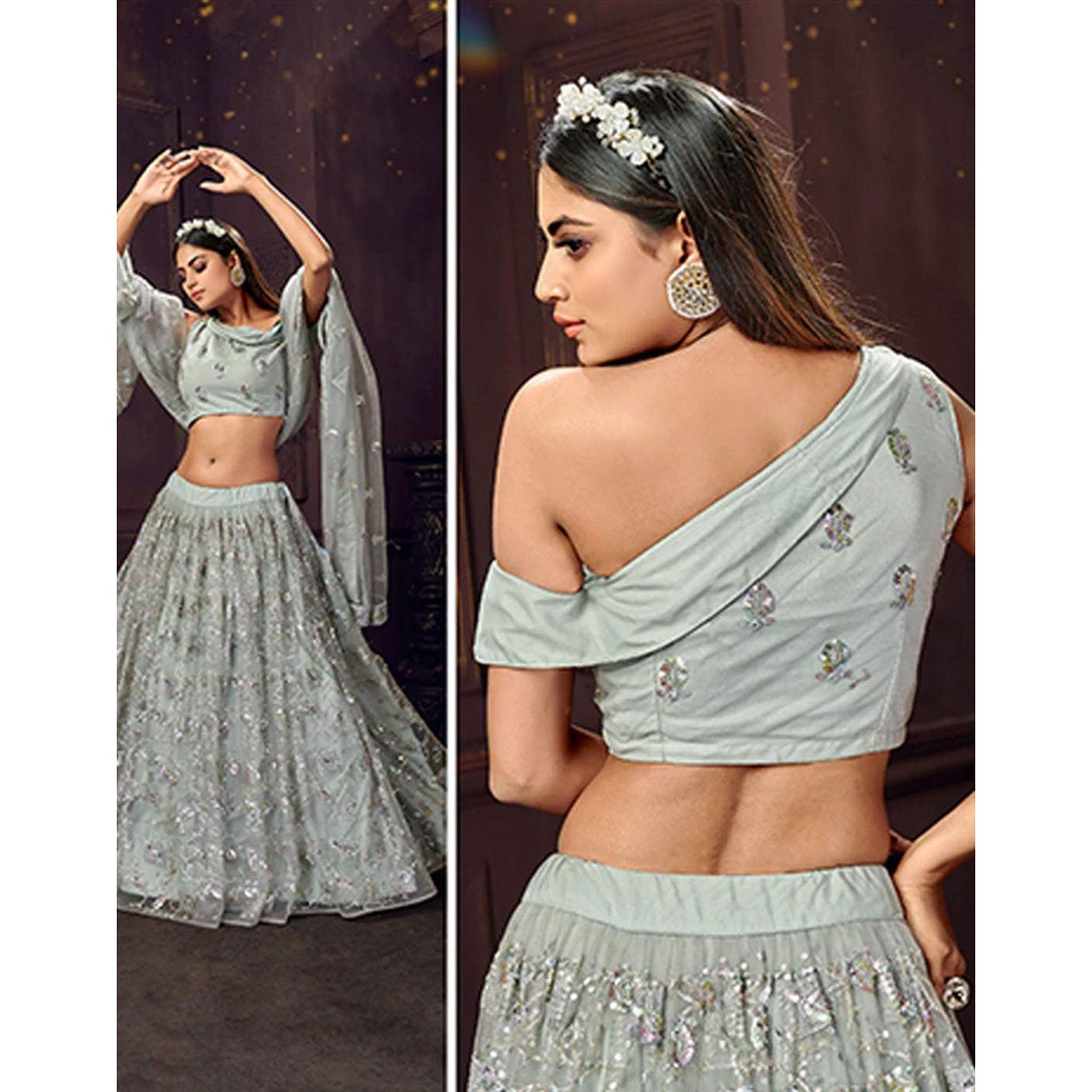Heavy Soft Net Fabric Lehenga Choli With thread, Sequence and embroidery work