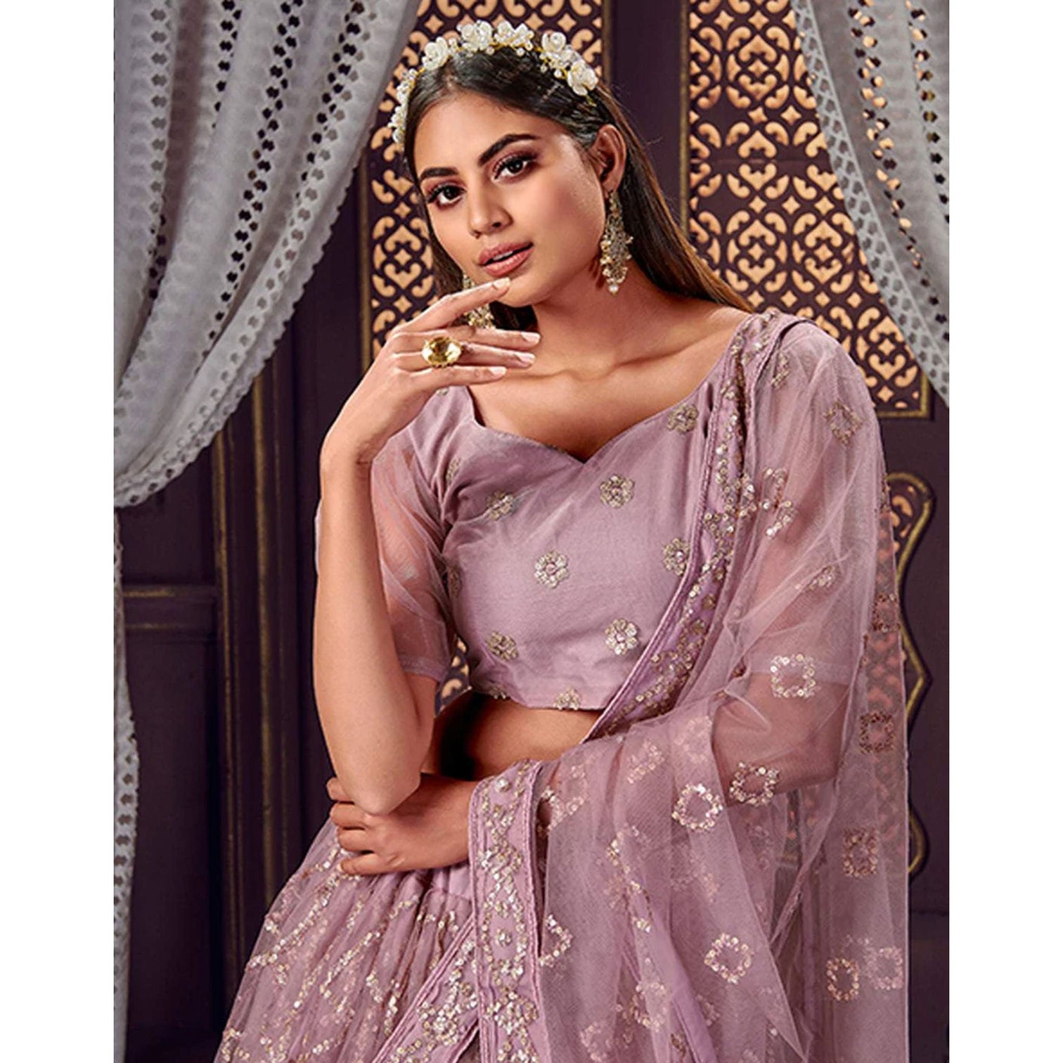 Heavy Soft Net Fabric Lehenga Choli With thread, Sequence and embroidery work