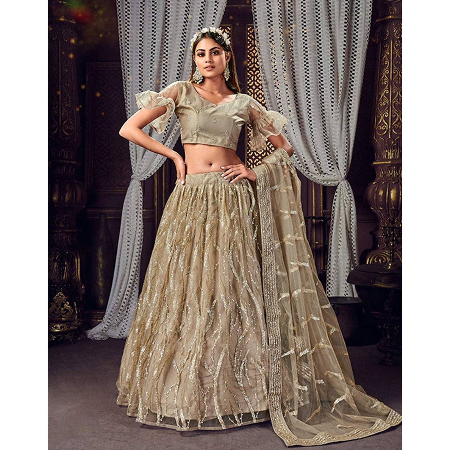 Heavy Soft Net Fabric Lehenga Choli With thread, Sequence and embroidery work