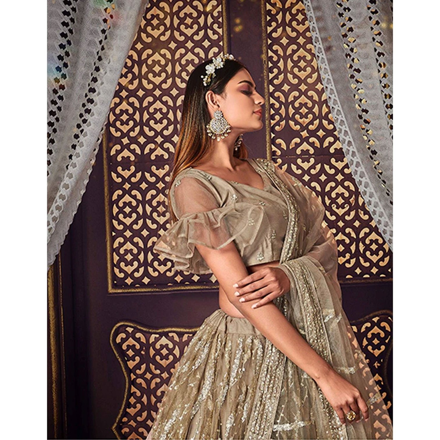 Heavy Soft Net Fabric Lehenga Choli With thread, Sequence and embroidery work