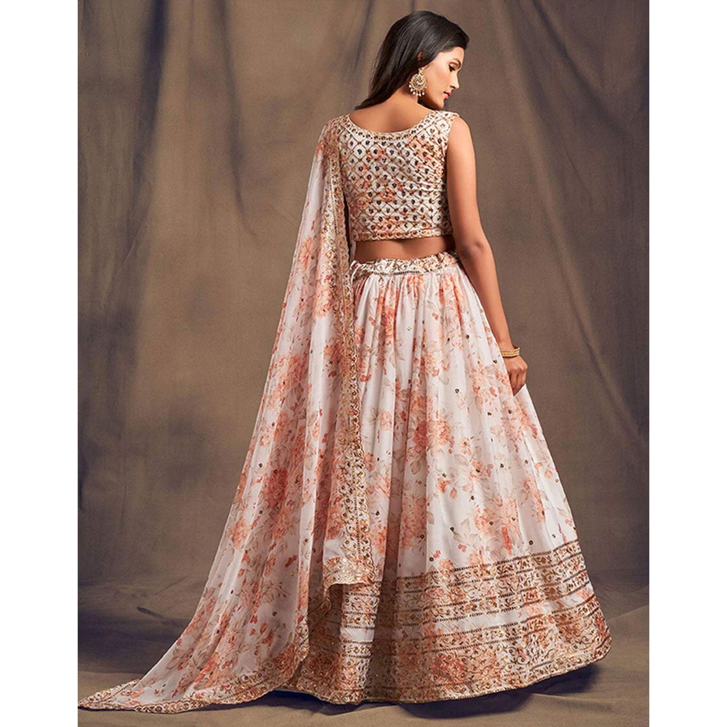 Floral Organza Lehenga Choli with heavy embroidery work