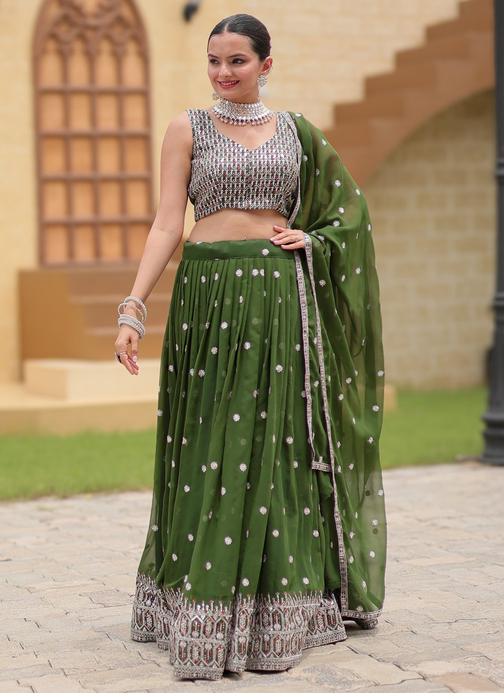 Designer Green Classic  Lehenga Choli Set