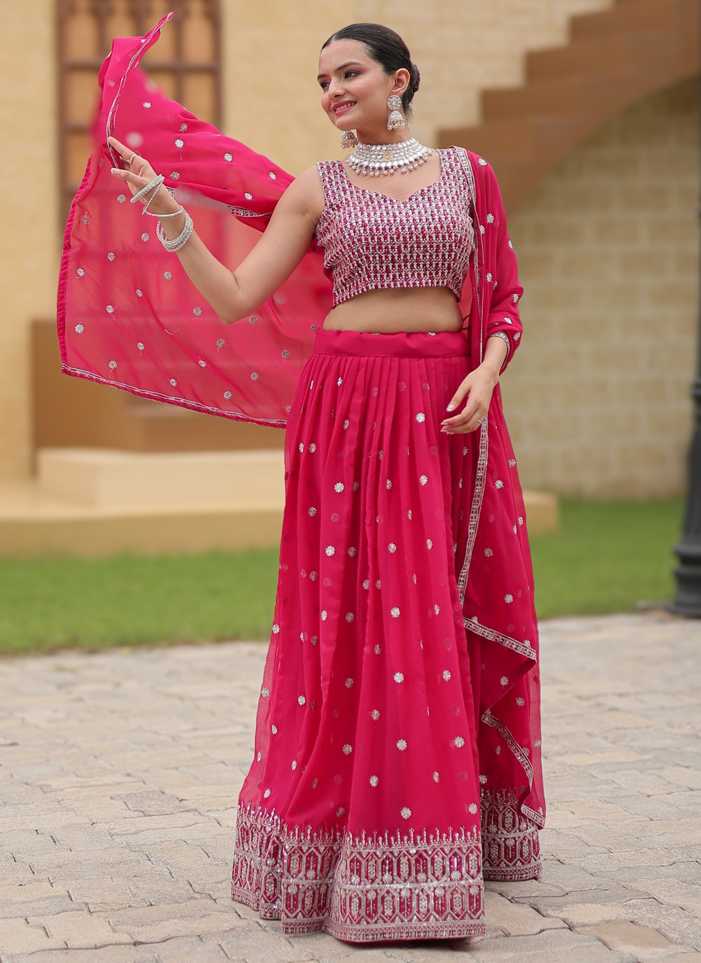 Designer Pink Classic  Lehenga Choli Set