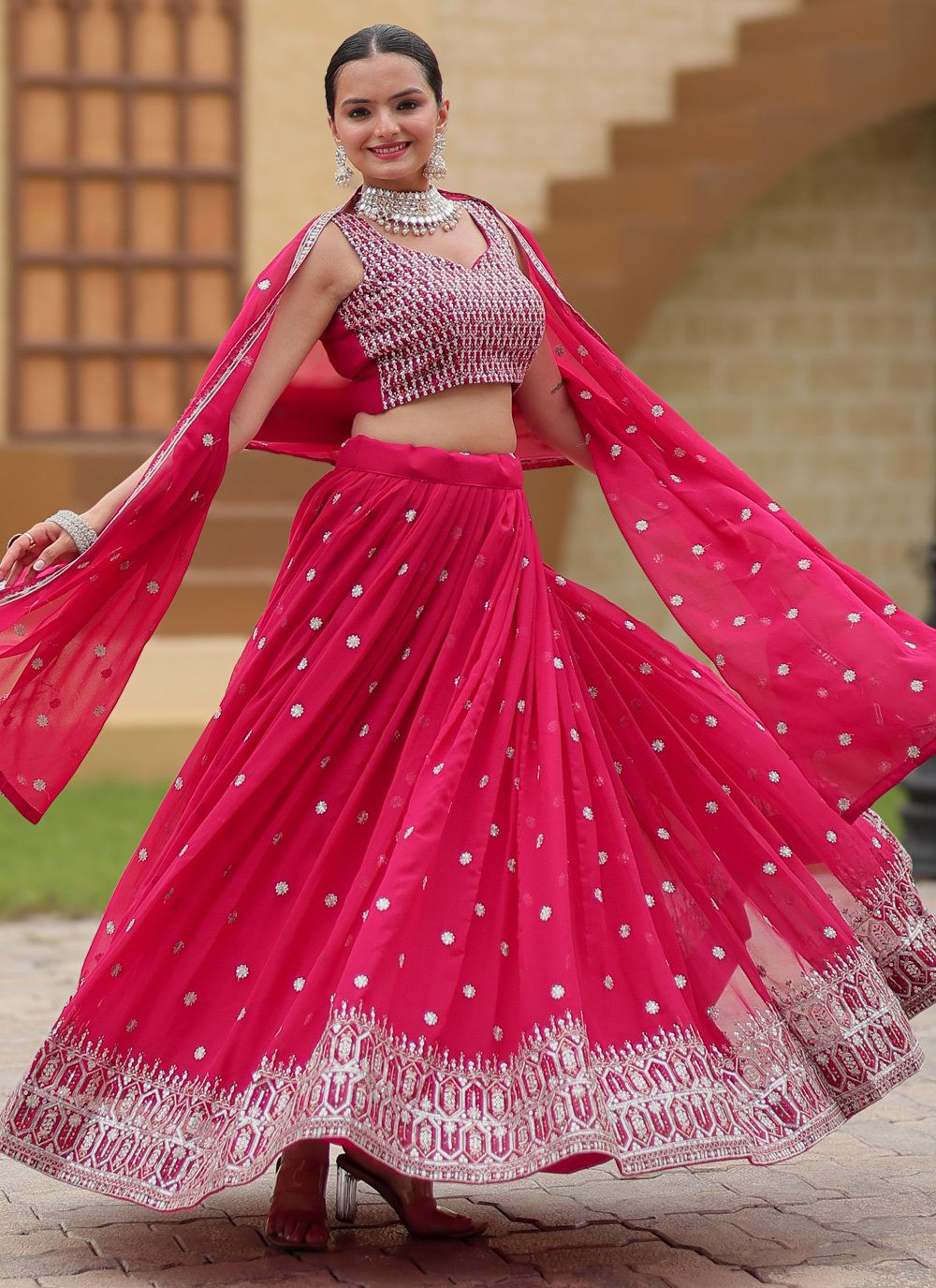 Designer Pink Classic  Lehenga Choli Set