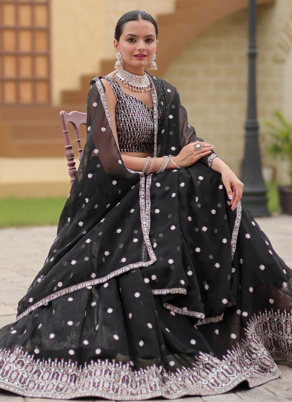 Designer Black Classic  Lehenga Choli Set