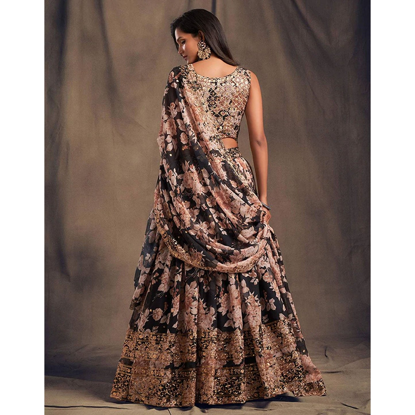 Floral Organza Lehenga Choli with heavy embroidery work