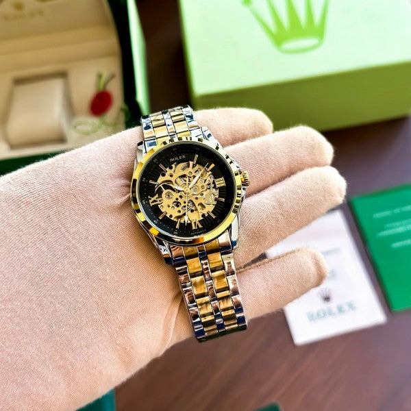 Stylish Rolex Auto Gold-TT-Black Watch