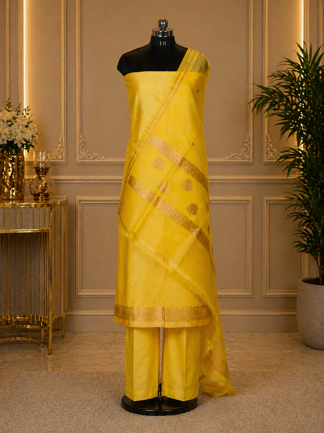 Yellow Banarasi Handloom Luxury Suit set