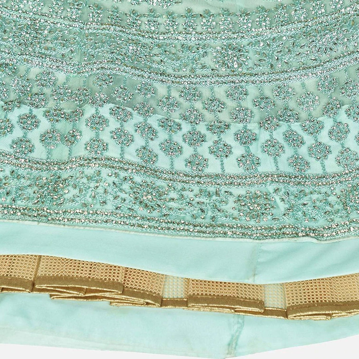 Summer Green Soft Net Embroidery and Zaken Work Lehenga choli