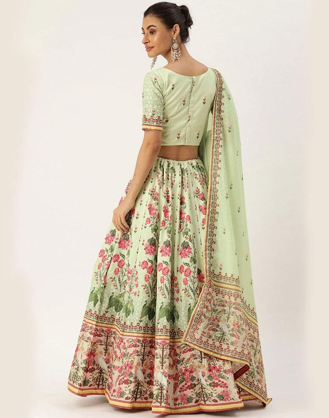 Light Green Colored Vaishali Silk Lehenga Choli