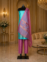 Teal Green Banarasi Handloom Luxury Suit set