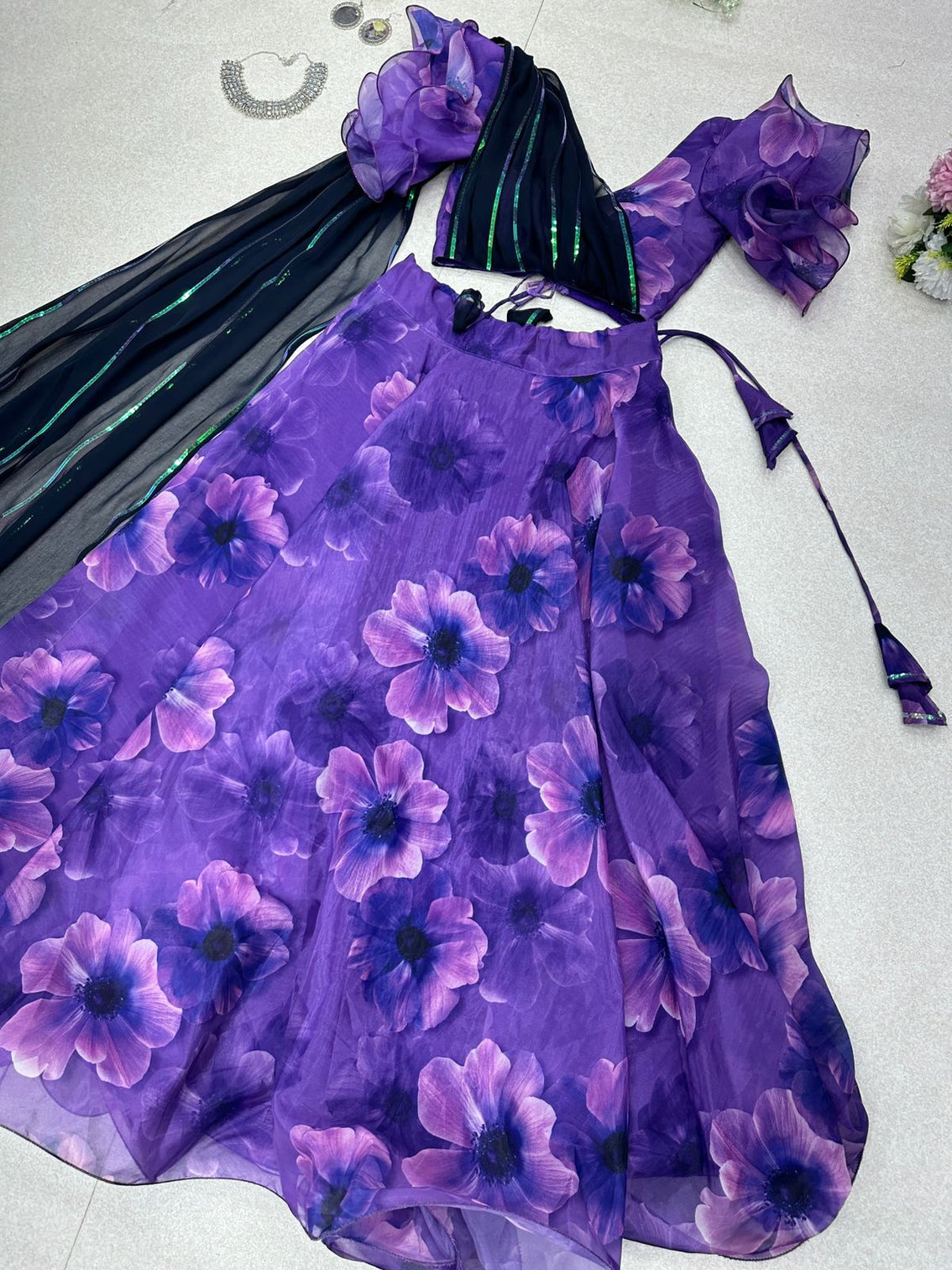 Marvelous Purple Color Lehenga with Blouse Attached Metallic Thread Dupatta