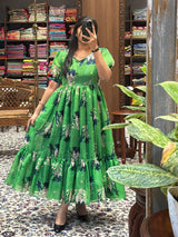 Zinnia Green Abstract Midi Dress