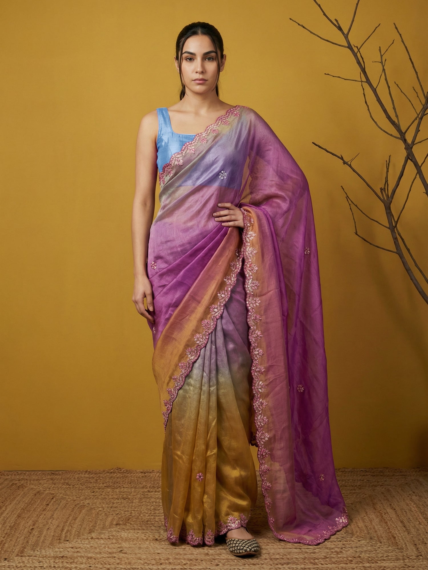 Fendy Satin Designer Saree with Gotapatti Work and Cutwork Piping Border Party Wedding Wear Saree