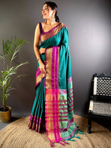 Gold Zari Magenta Accent Saree