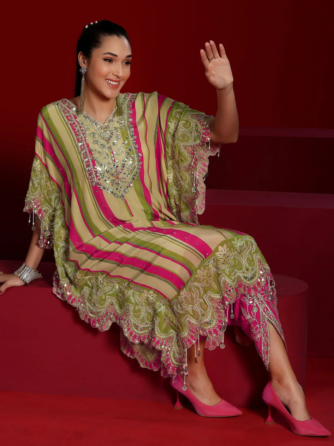 Mameraa Art Multi Printed Silk Blend Co-Ords