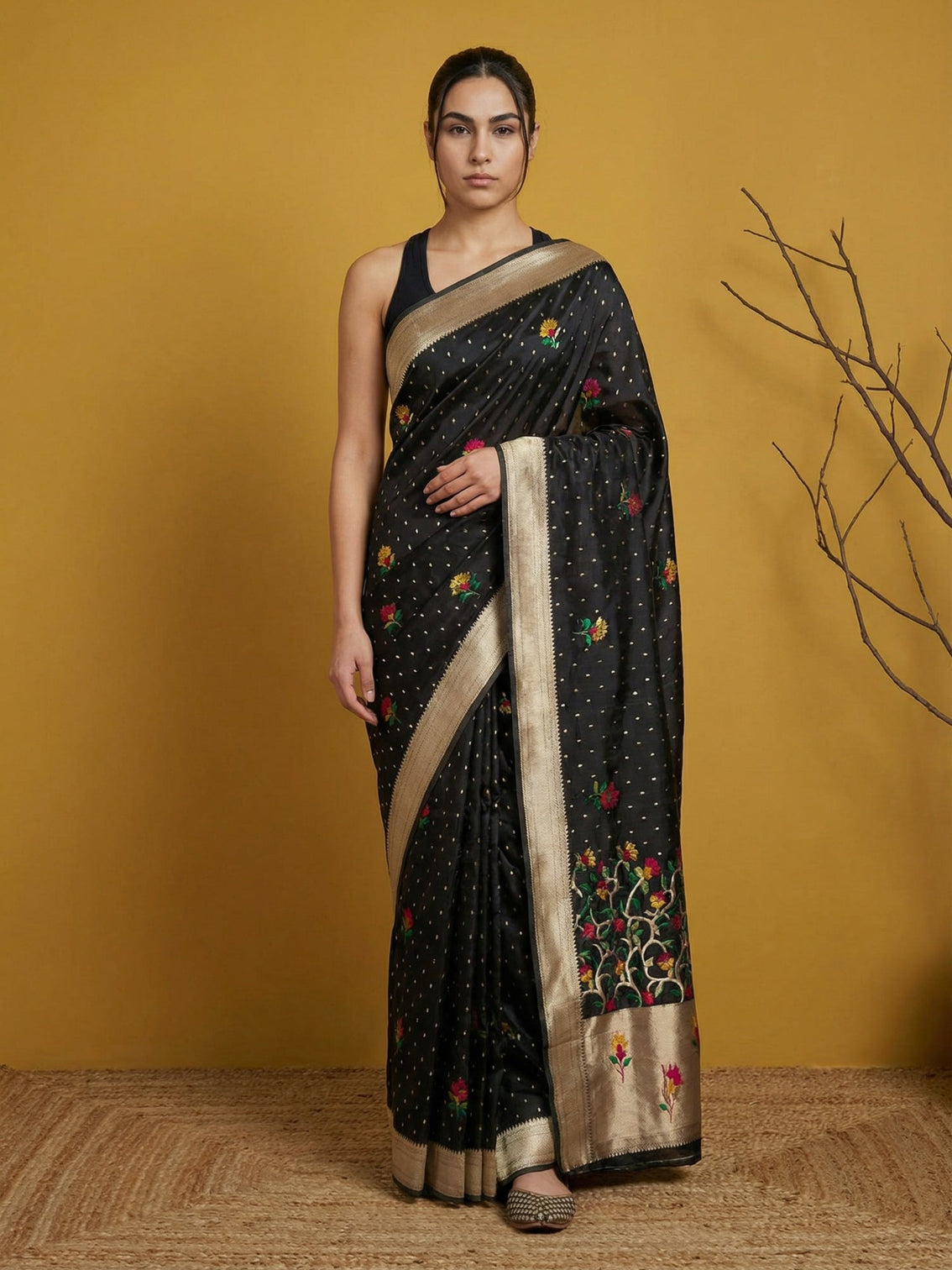 Organza zari woven meenakari saree for festive wear