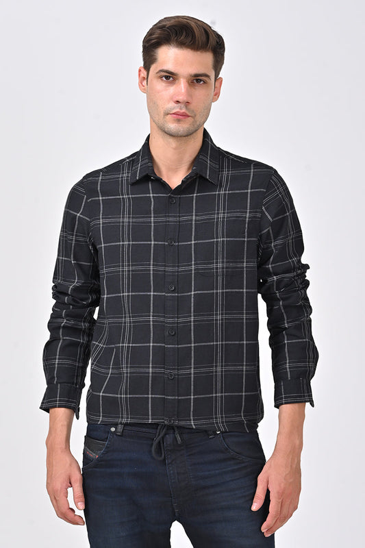 Alfonso - Blended Fabric Check Shirt - Black