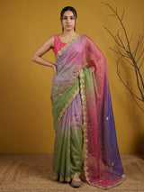 Fendy Satin Designer Saree with Gotapatti Work and Cutwork Piping Border Party Wedding Wear Saree