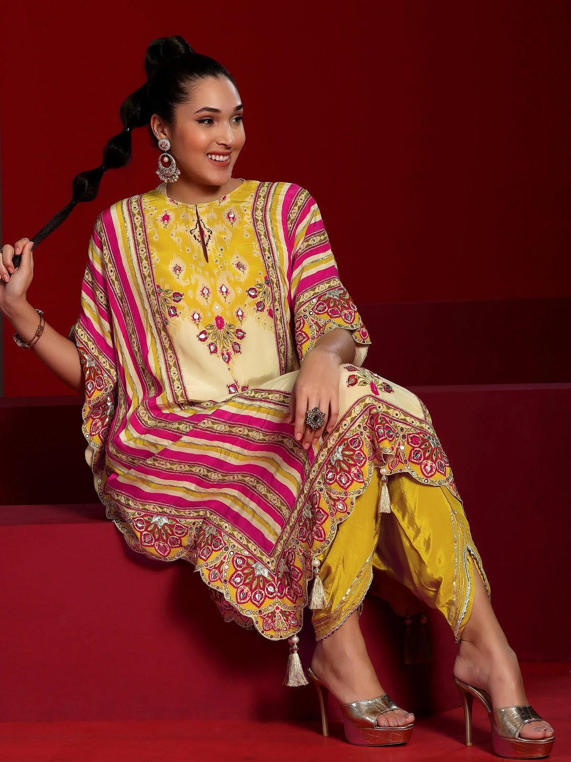 Mameraa Art Multi Printed Silk Blend Co-Ords